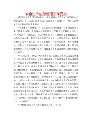 安全生产应急管理工作要点 