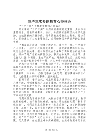 三严三实专题教育体会心得