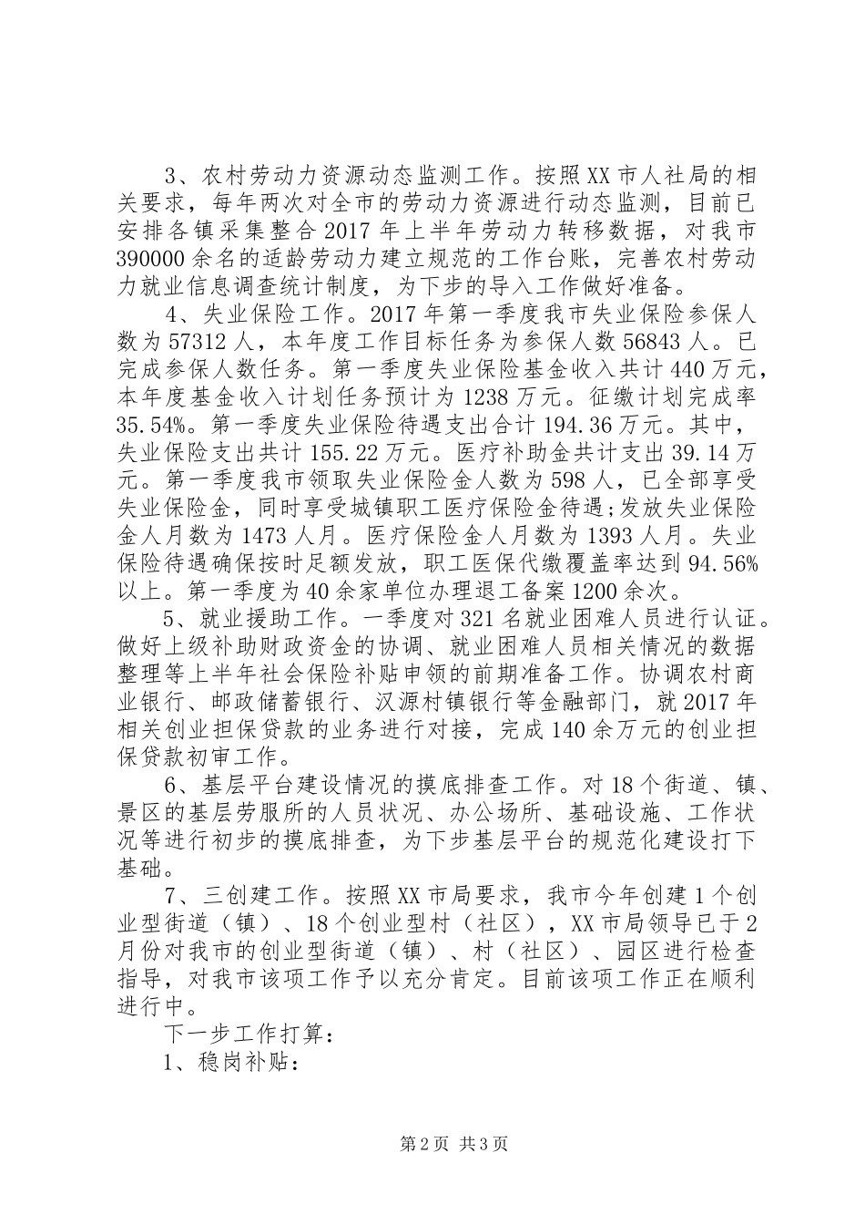 人社局就业处XX年第一季度工作总结 _第2页