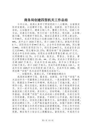 商务局创建四型机关工作总结 
