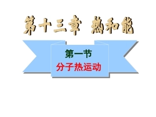 新人教版九年级物理第十三章第一节《分子热运动》课件