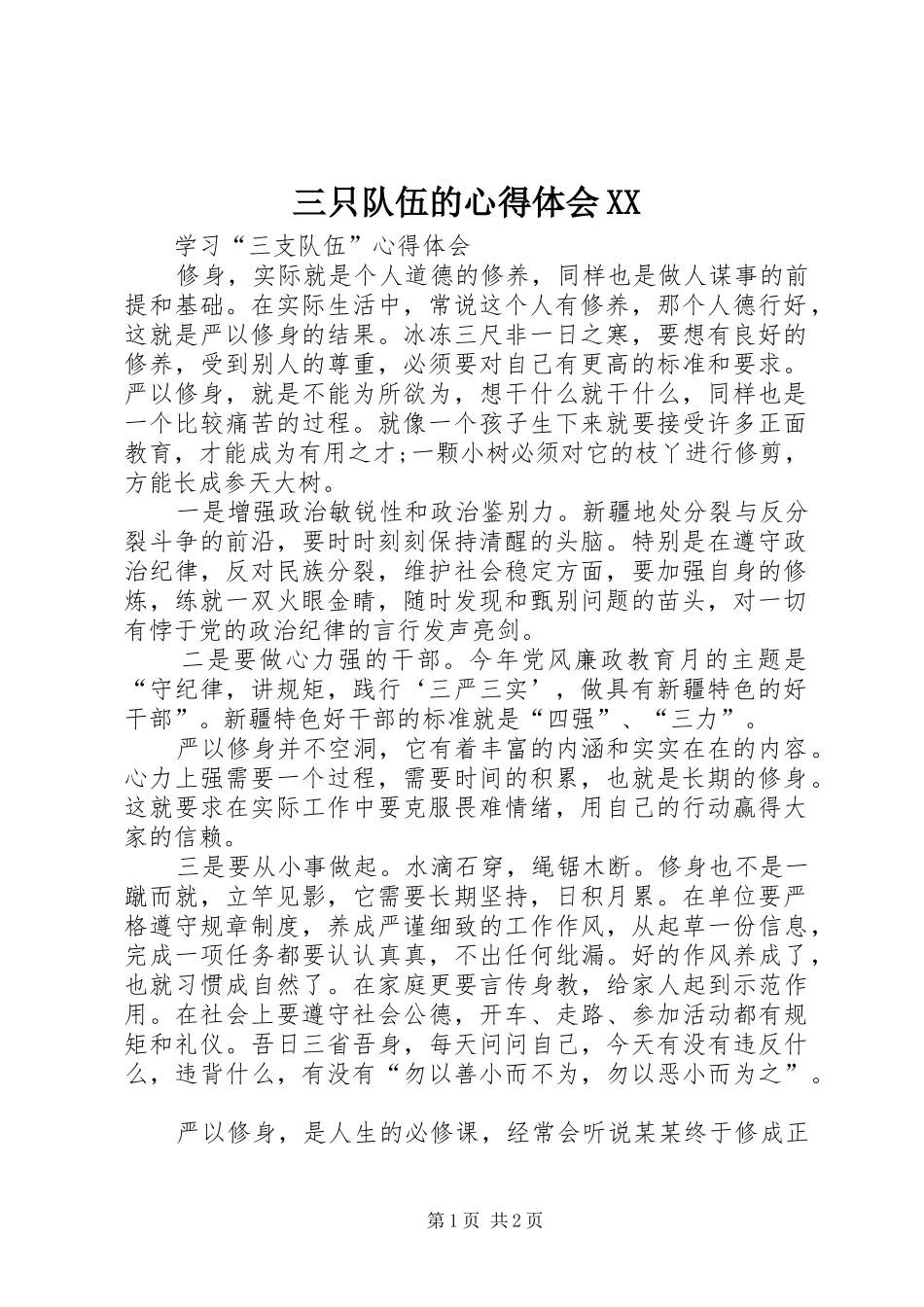 三只队伍的体会心得XX_第1页