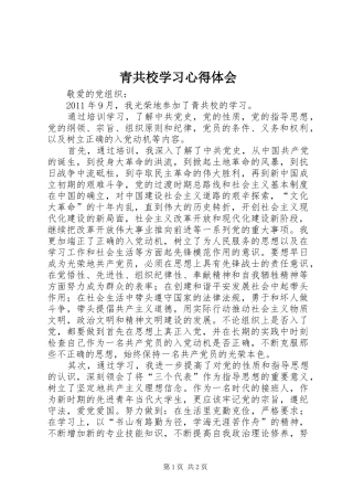 青共校学习体会心得