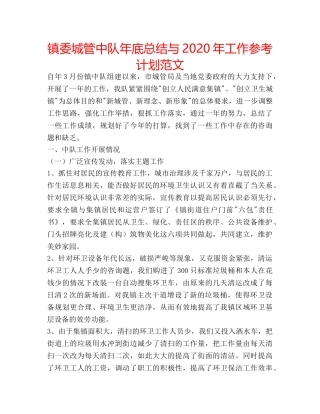 镇委城管中队年底总结与2020年工作参考计划范文 