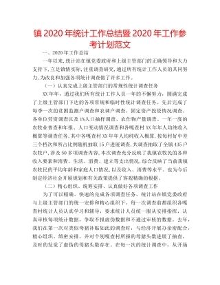 镇2020年统计工作总结暨2020年工作参考计划范文 