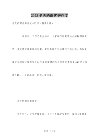 2024冬天的雨优秀作文