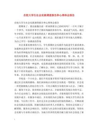 在校大学生社会实践调查报告和心得体会报告 