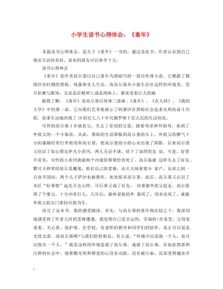 小学生读书心得体会：《童年》 