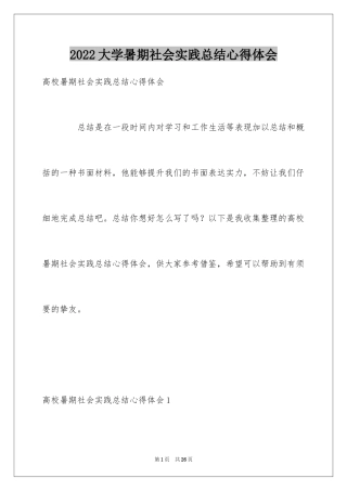 2024大学暑期社会实践总结心得体会