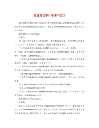 经济责任审计承诺书范文 