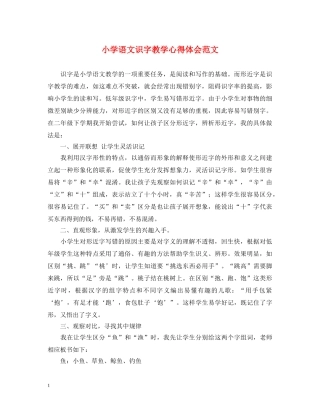 小学语文识字教学心得体会范文 