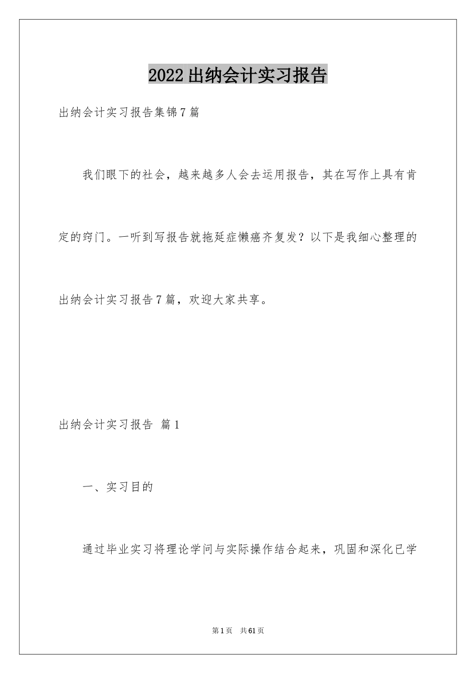 2024出纳会计实习报告_第1页