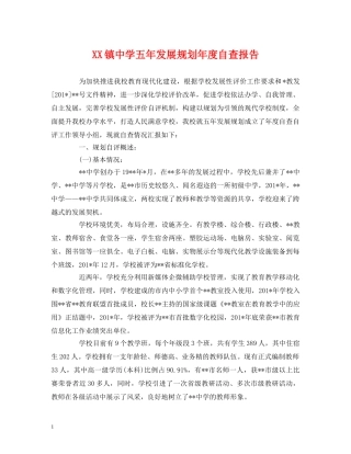 XX镇中学五年发展规划年度自查报告 