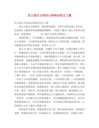 员工执行力培训心得体会范文三篇 