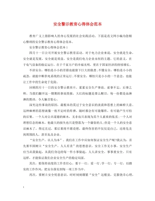 安全警示教育心得体会范本 