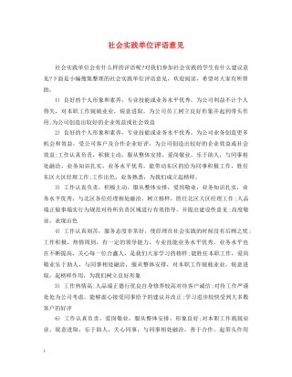 社会实践单位评语意见 