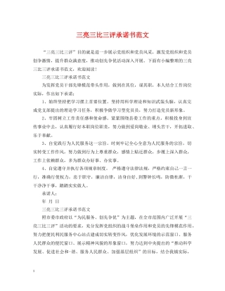 三亮三比三评承诺书范文