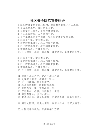 社区安全防范宣传标语