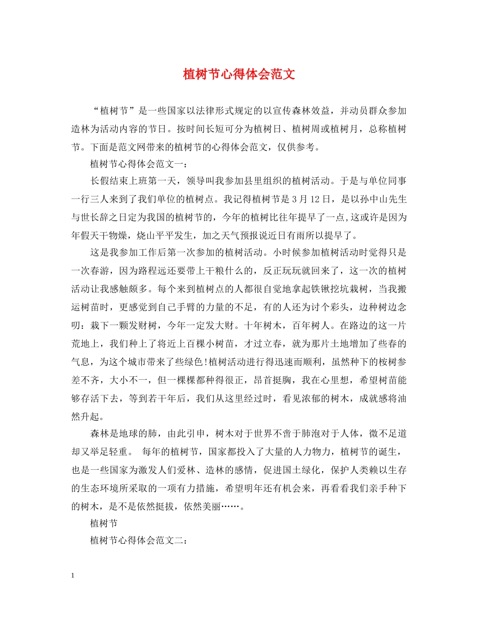 植树节心得体会范文 _第1页