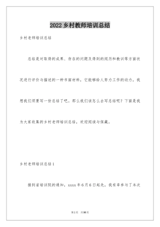 2024乡村教师培训总结