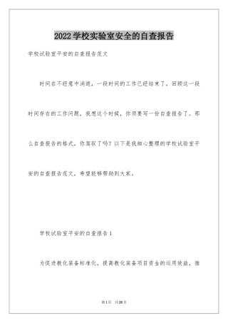 2024学校实验室安全的自查报告