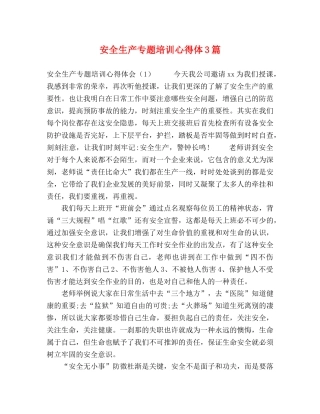安全生产专题培训心得体3篇 