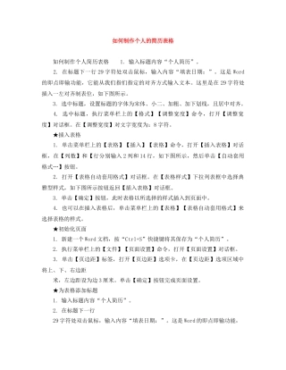 如何制作个人的简历表格 