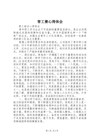 青工赛体会心得