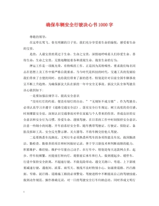 确保车辆安全行驶决心书1000字 