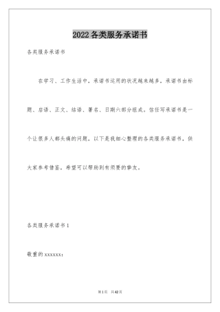 2024各类服务承诺书