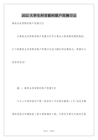 2024大学生村官联村联户民情日记