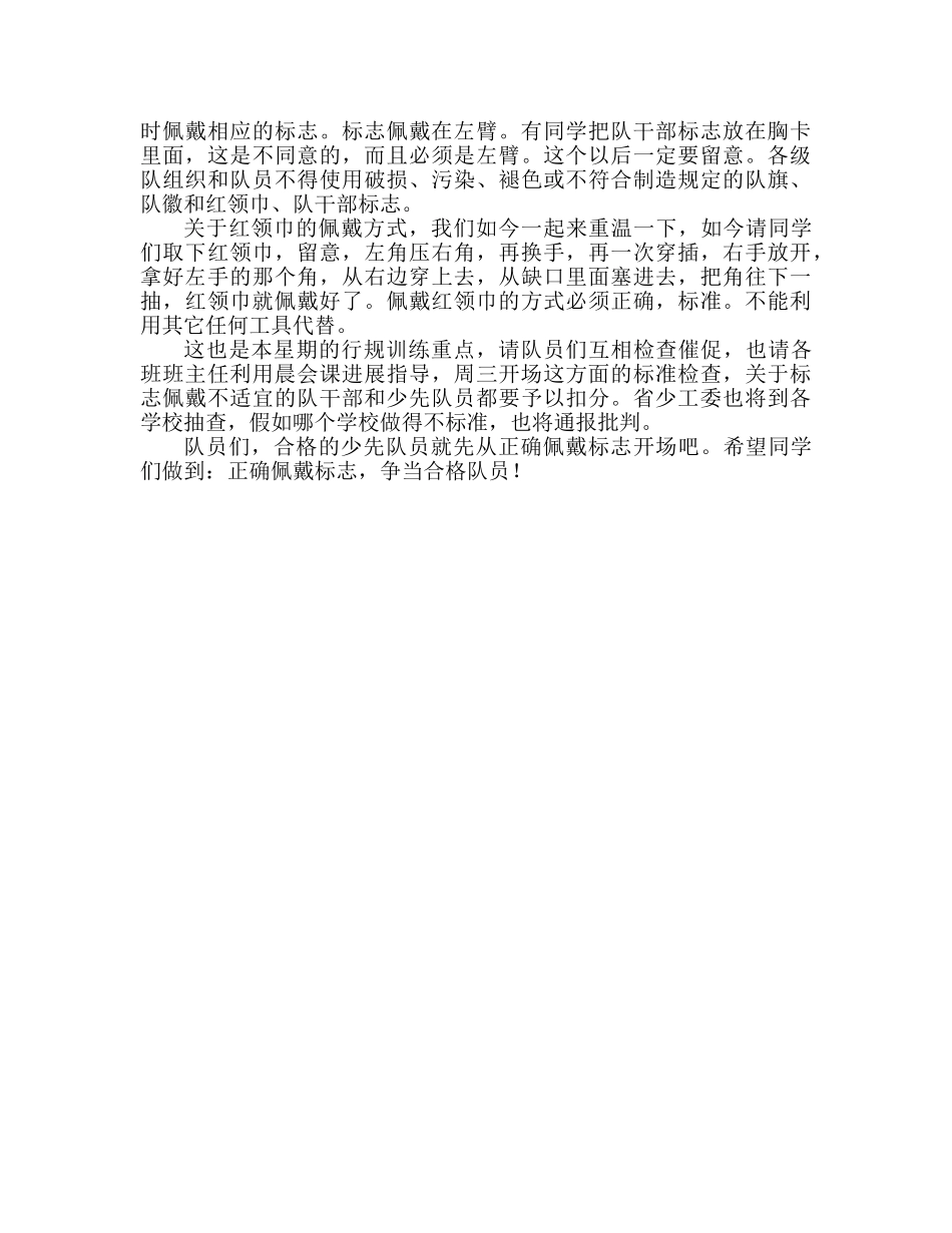 小学正确佩戴标志，争当合格队员参考演讲稿 _第2页