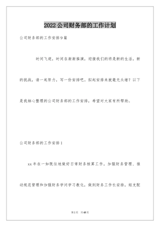 2024公司财务部的工作计划_1