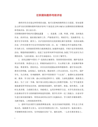 任职期间教师考核评语