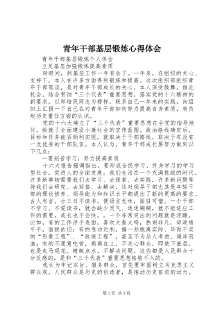 青年干部基层锻炼体会心得