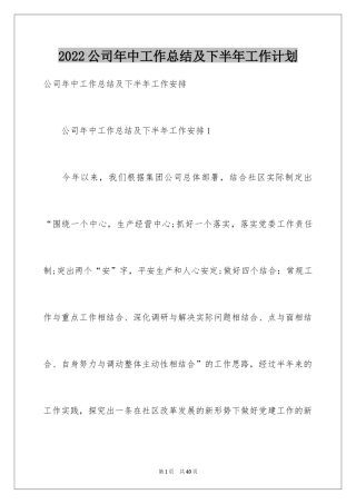 2024公司年中工作总结及下半年工作计划_1