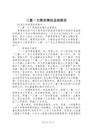 三重一大落实情况总结报告 