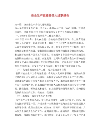 安全生产直接责任人述职报告 