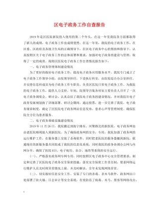 区电子政务工作自查报告 