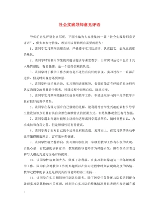 社会实践导师意见评语 