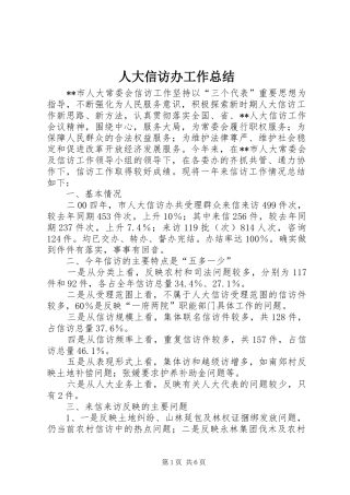 人大信访办工作总结 