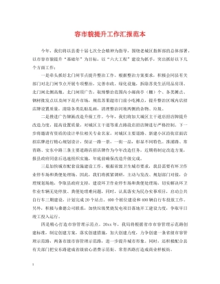 容市貌提升工作汇报范本 