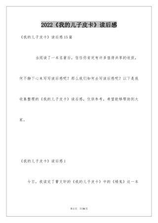 2024《我的儿子皮卡》读后感