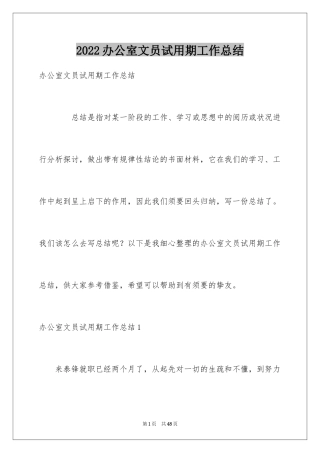 2024办公室文员试用期工作总结_21