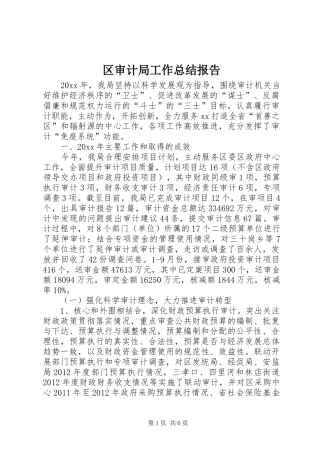 区审计局工作总结报告 