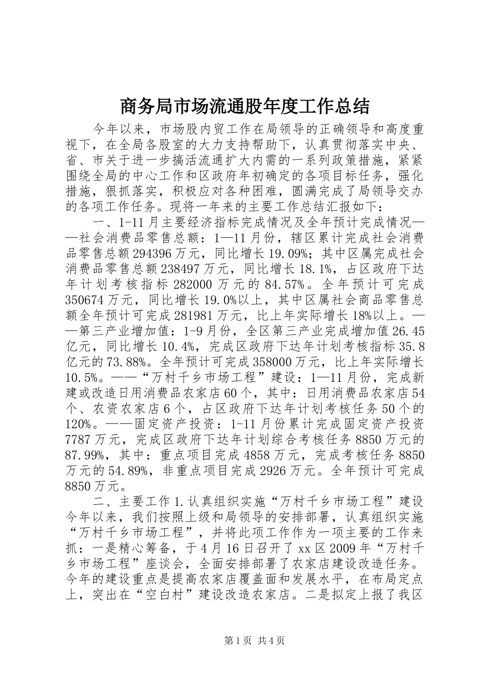 商务局市场流通股年度工作总结 _第1页