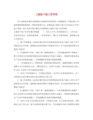 上级给下级工作评语