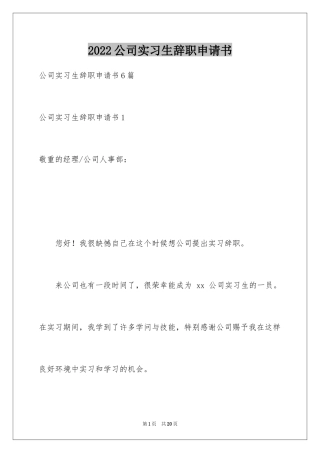 2024公司实习生辞职申请书_2