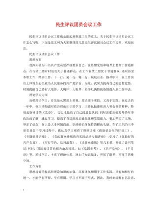 民生评议团员会议工作 