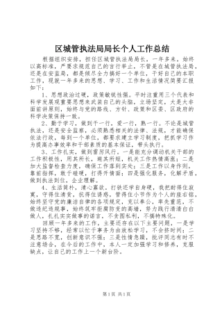 区城管执法局局长个人工作总结 